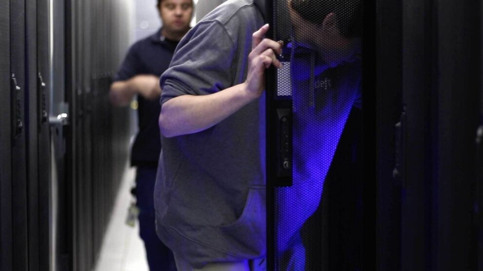 data center support looking in cabinet