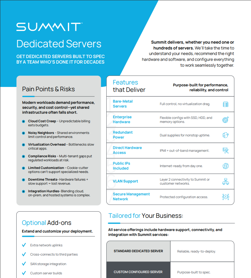 Dedicated Servers Datasheet