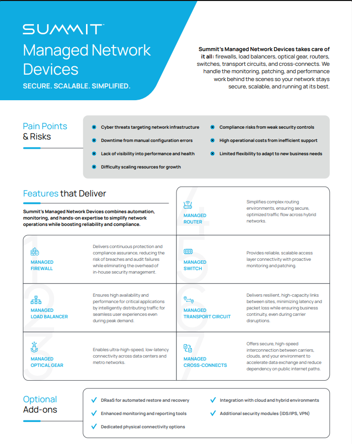 Managed Network Devices Datasheet
