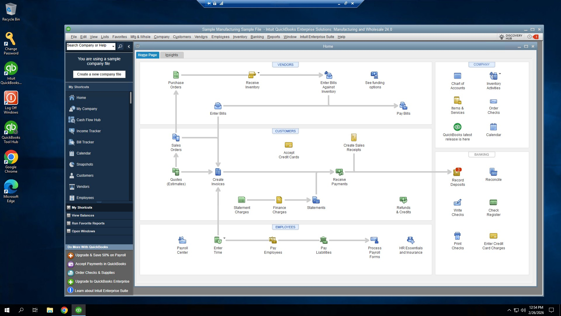DaaS remote desktop — QuickBooks running in a hosted cloud desktop