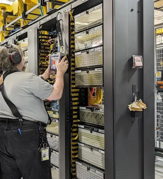 Summit Remote Hands technician working on a colocation cabinet
